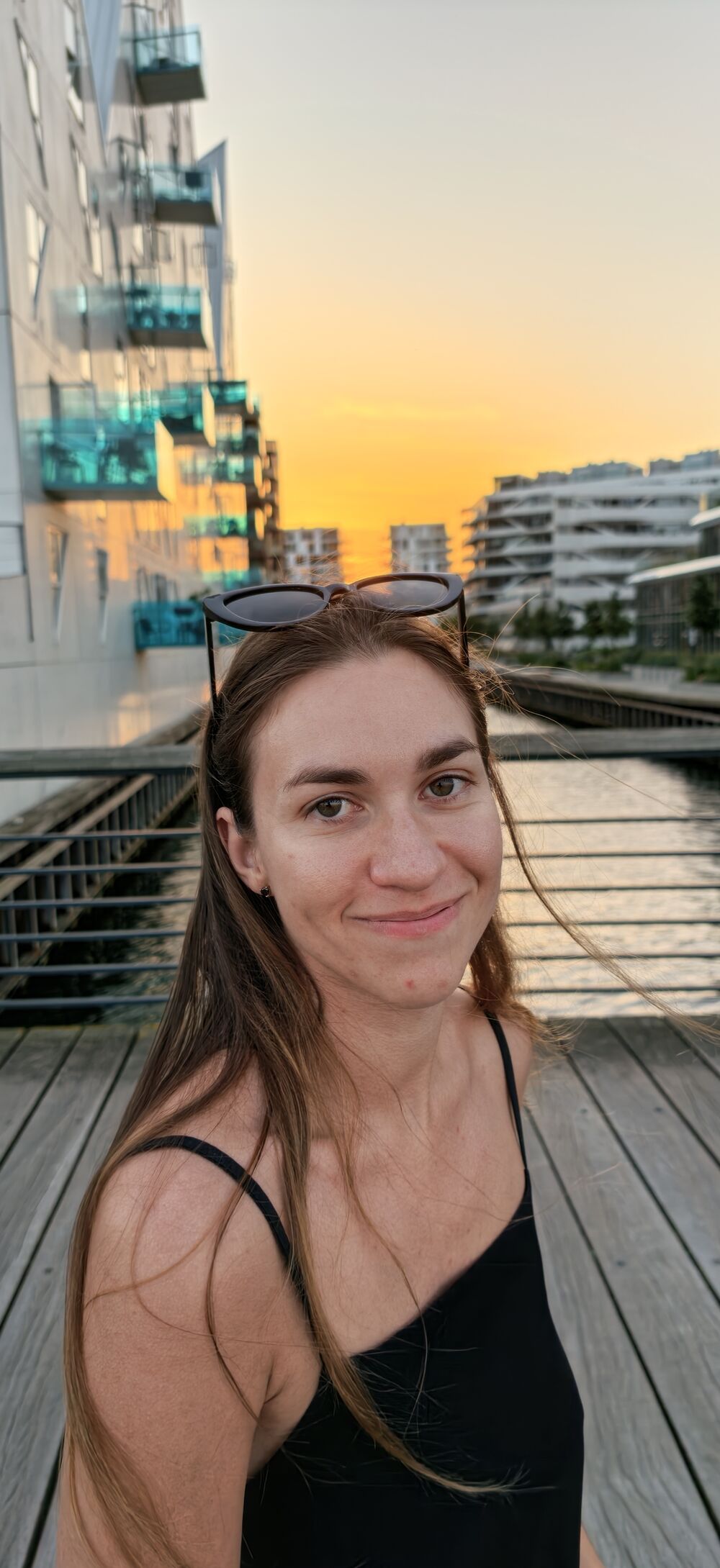 Olga at sunset in Aarhus harbour